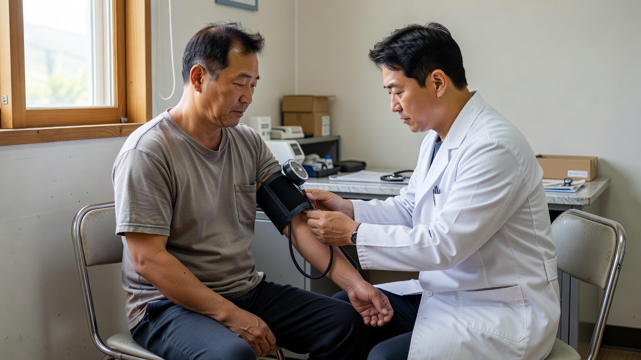 지방 보건소에서 건강검진 지방을 받는 환자 모습