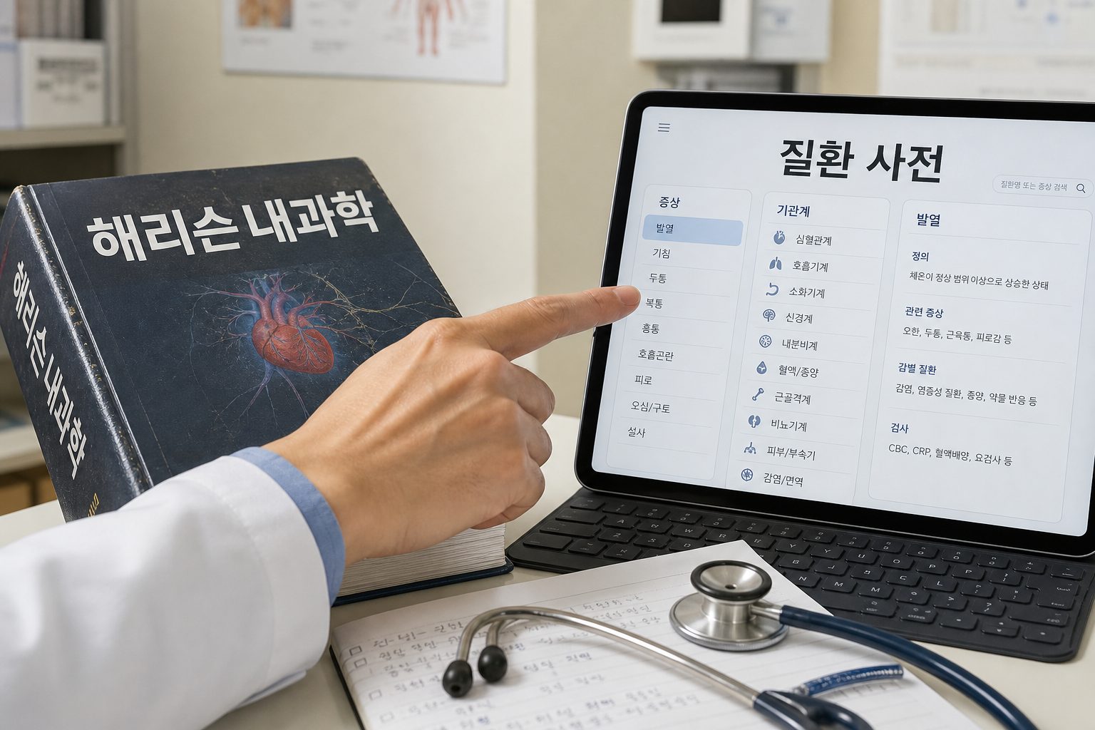 질환 사전과 해리슨내과학을 비교할 때 핵심으로 확인해야 할 기준